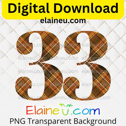 Thanksgiving plaid numbers digital download set featuring 0–9 in rustic autumn plaid patterns with warm fall colors like brown, dark red, and earthy tones. Each number is approx. 5x5 inches, provided in high-resolution 300 DPI PNG with transparent backgrounds and JPG with white backgrounds. Perfect for Thanksgiving invitations, table numbers, party décor, banners, scrapbooking, journaling, DIY crafts, and holiday milestone decorations.