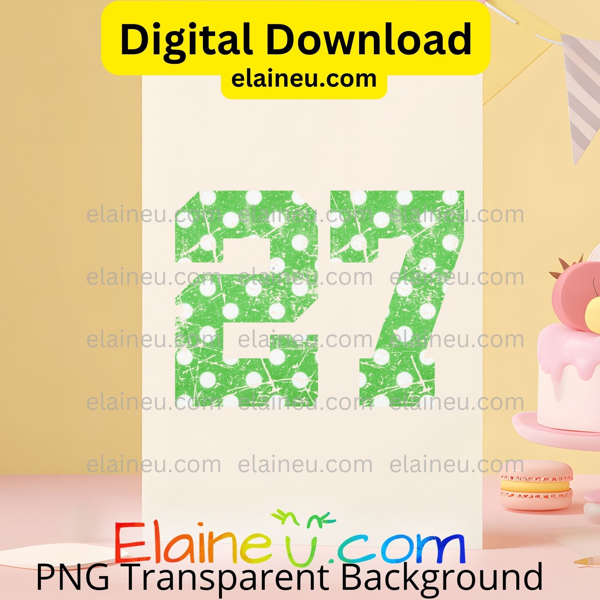 Green varsity sports numbers digital download featuring 0–9 in bright green with white polka dots and grunge distressed texture. Distressed areas are transparent to let backgrounds show through for a smooth, blended look. Includes 300 DPI PNG with transparent backgrounds and JPG with white backgrounds. Ideal for sports events, team shirts, invitations, table numbers, banners, and printable crafts. &nbsp;