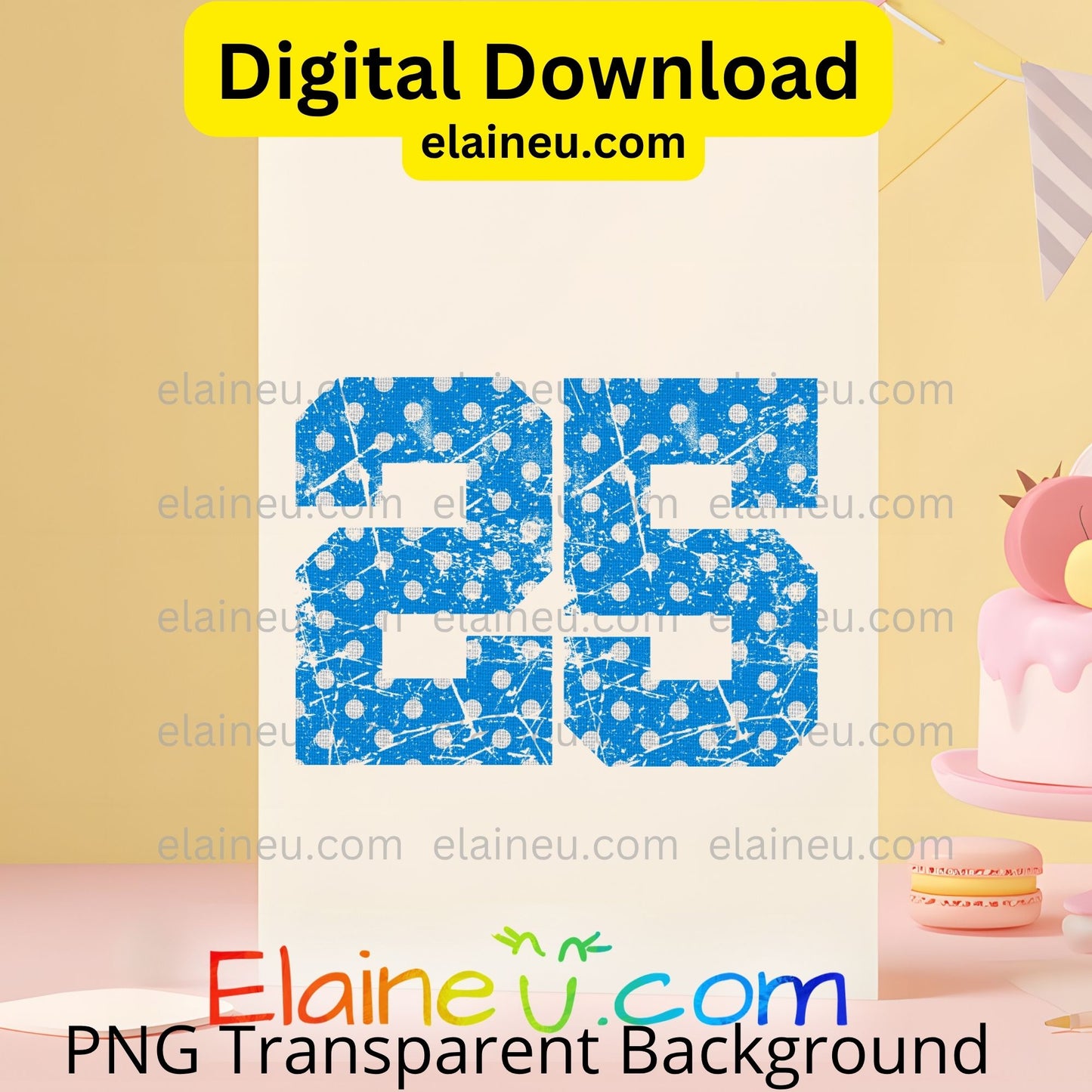 Blue Varsity Sports Numbers | Digital Download 0–9 | Distressed Polka Dot Athletic Number Design, EU-N-703