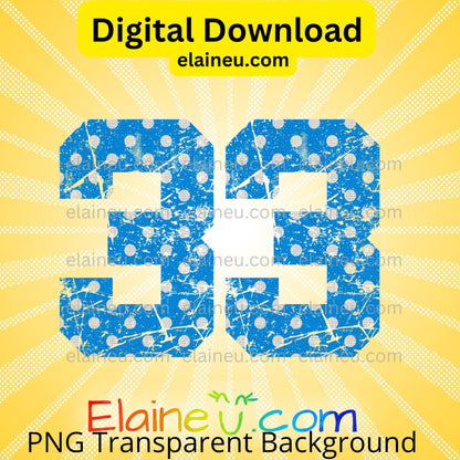 Blue Varsity Sports Numbers | Digital Download 0–9 | Distressed Polka Dot Athletic Number Design, EU-N-703