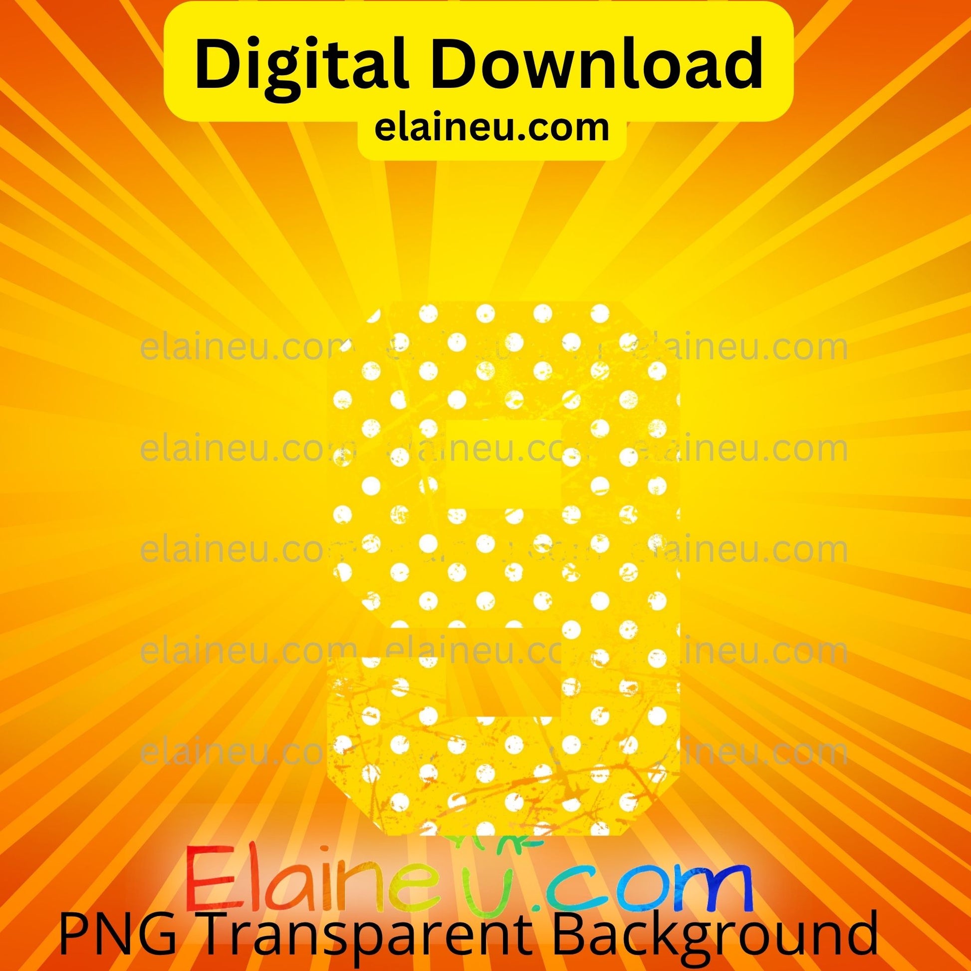 Yellow varsity grunge numbers digital download featuring 0–9 in vibrant yellow with white polka dots and distressed cutout design. Transparent grunge texture lets backgrounds show through for a vintage, sporty effect. Includes 300 DPI PNG with transparent backgrounds and JPG with white backgrounds. Perfect for sports, school décor, parties, invitations, and printable crafts.