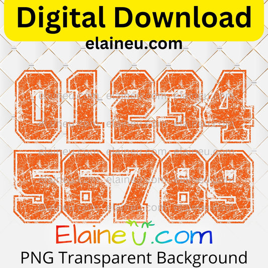 Set of orange numbers on a white background with 'ElaineU.com' branding.