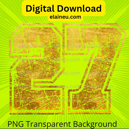 Gold Grunge Varsity Numbers | Digital Download 0–9 | Distressed Athletic Number Design, EU-N-697