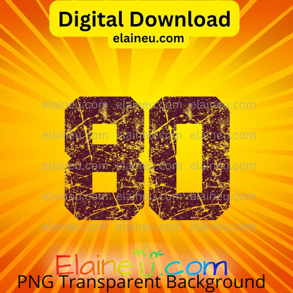 Promotional graphic for a digital download with number '80' on a yellow and orange background, featuring Elaine U. branding.