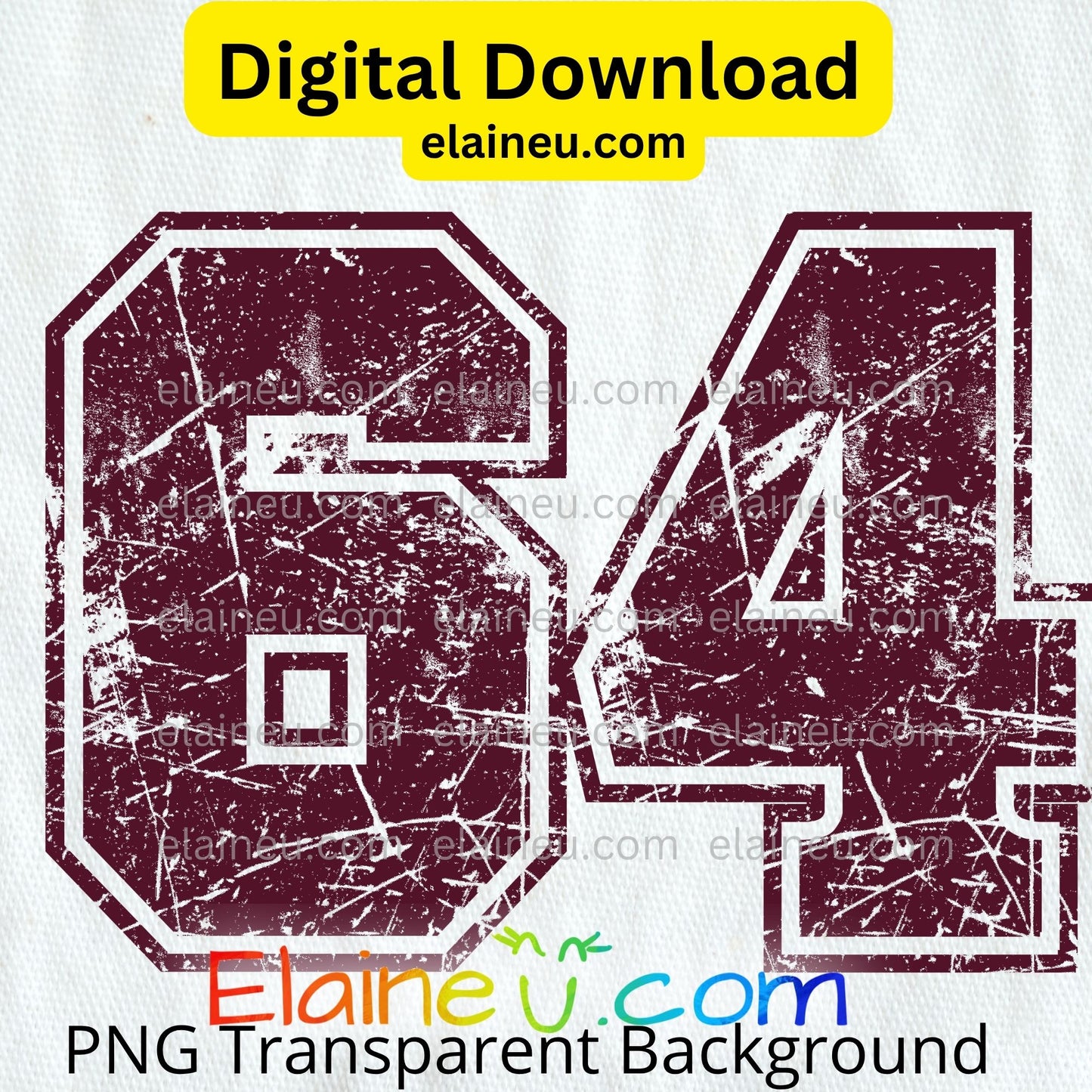 Burgundy Varsity Sports Numbers | Digital Download 0–9 | Outlined Distressed Grunge Athletic Number Clipart, EU-N-706