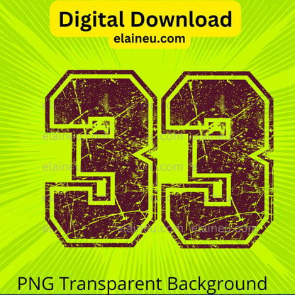 Burgundy Varsity Sports Numbers | Digital Download 0–9 | Outlined Distressed Grunge Athletic Number Clipart, EU-N-706