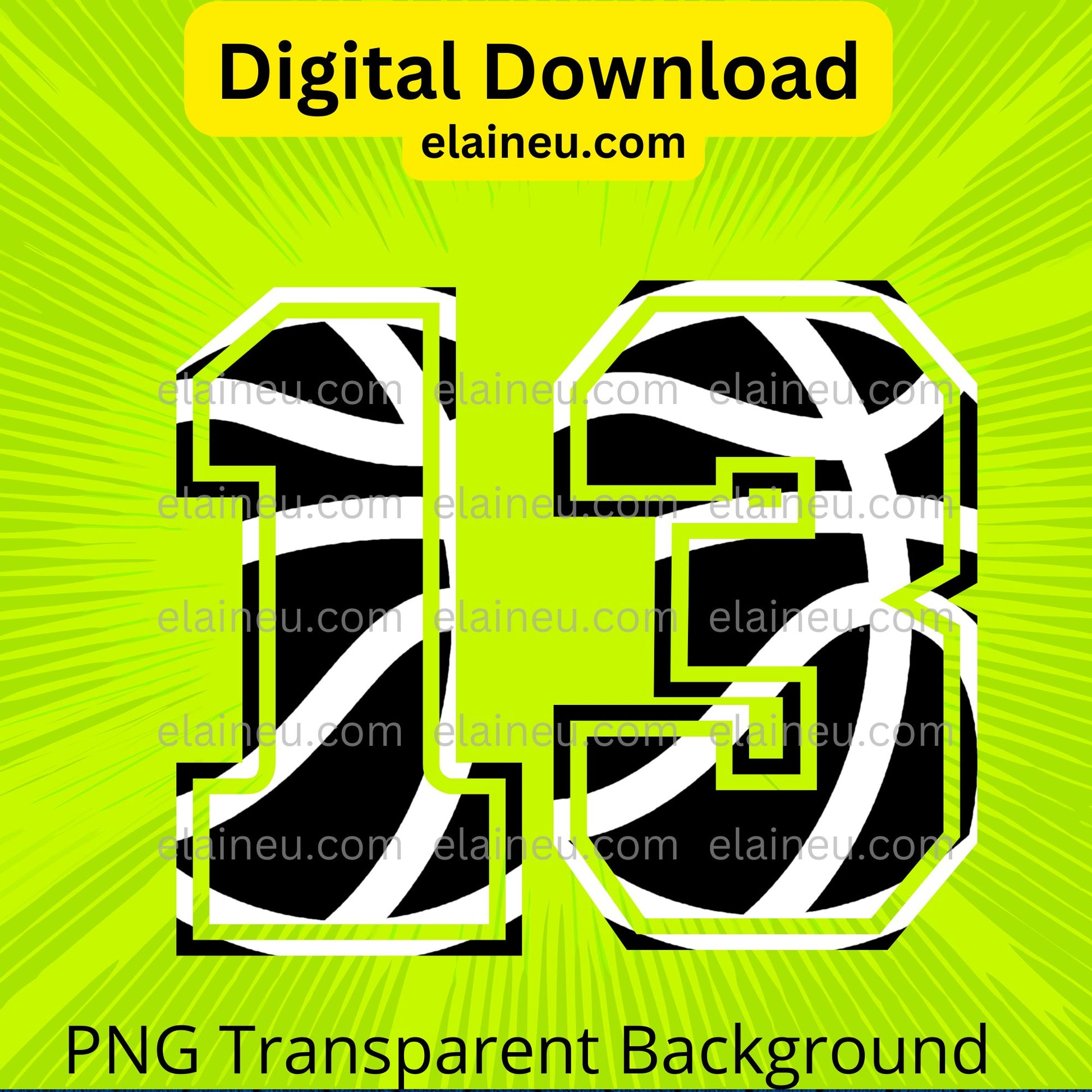 Basketball varsity sports numbers digital download featuring 0–9 in bold black with white basketball line details. Athletic varsity-style font ideal for sports projects, jerseys, posters, team banners, and party décor. Includes 300 DPI PNG with transparent backgrounds and JPG with white backgrounds. Perfect for basketball-themed events, designs, and digital crafts.
