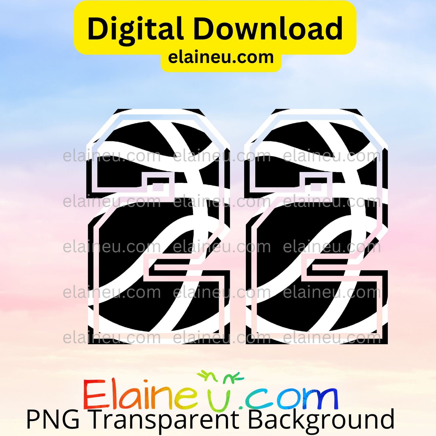 Basketball varsity sports numbers digital download featuring 0–9 in bold black with white basketball line details. Athletic varsity-style font ideal for sports projects, jerseys, posters, team banners, and party décor. Includes 300 DPI PNG with transparent backgrounds and JPG with white backgrounds. Perfect for basketball-themed events, designs, and digital crafts.