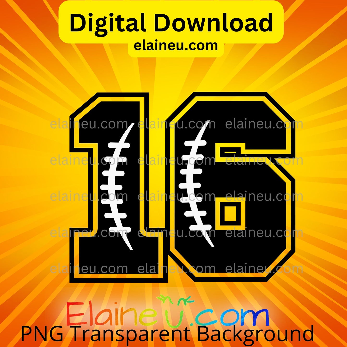 Black varsity sports numbers digital download featuring 0–9 in a bold athletic font with white football seam details inside each number. Simple and sporty design perfect for football parties, team banners, jerseys, and printable crafts. Includes 300 DPI PNG files with transparent backgrounds and JPG files with white backgrounds.