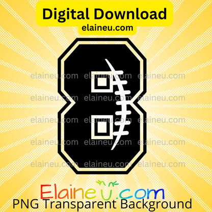 Football Varsity Numbers | Digital Download 0–9 | Black Sports Numbers with White, EU-N-709