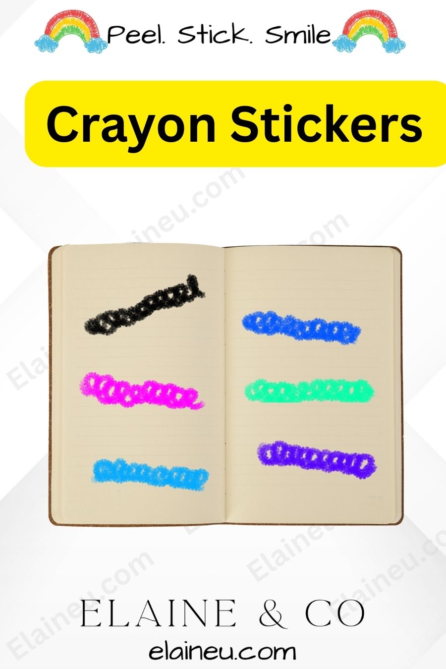 Planner Stickers – Loopy Divider Line Stickers with Clear Backgrounds (Handdrawn Crayon Doodles), EU-Planner-102