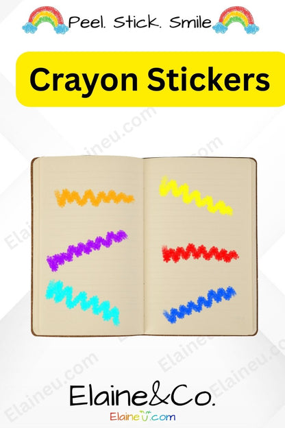 Planner Stickers – Handdrawn Crayon Line Stickers with Clear Backgrounds (20 Colors), EU-Planner-100