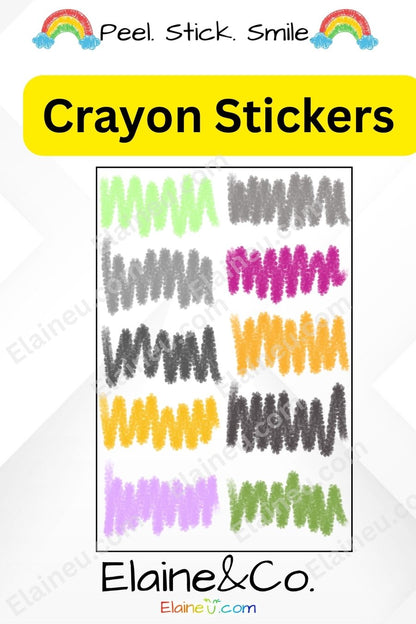 Planner Stickers – Handdrawn Crayon Doodle Zig Zag Stickers with Clear Backgrounds, EU-Planner-101