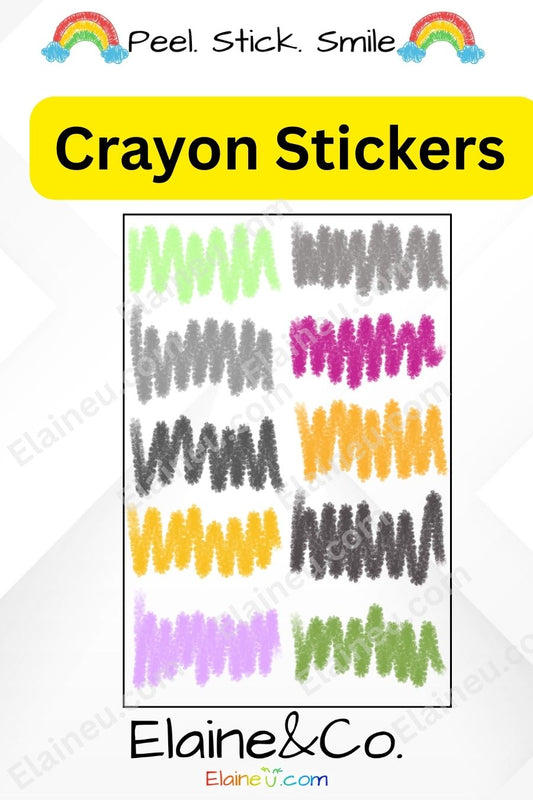 Planner Stickers – Handdrawn Crayon Doodle Zig Zag Stickers with Clear Backgrounds, EU-Planner-101