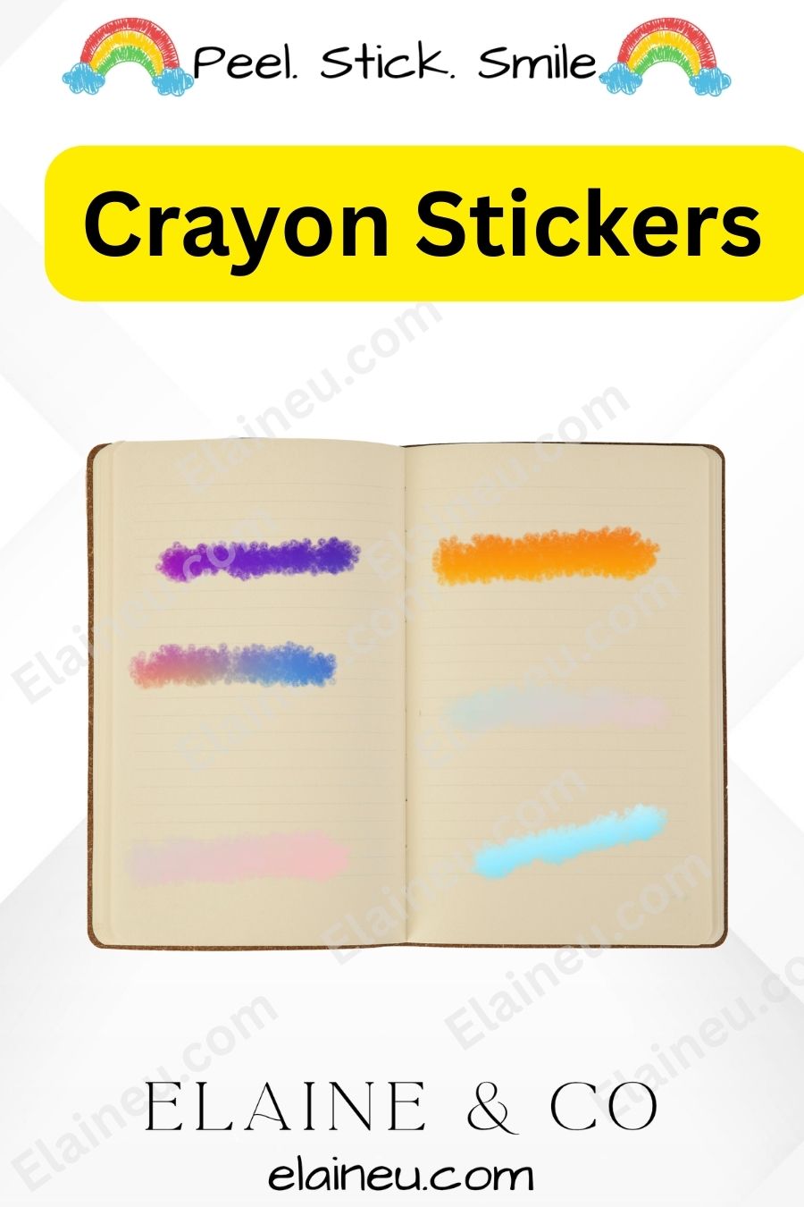 Planner Stickers – Thick Crayon Line Stickers with Clear Backgrounds for Journals and Bujo, EU-Planner-105