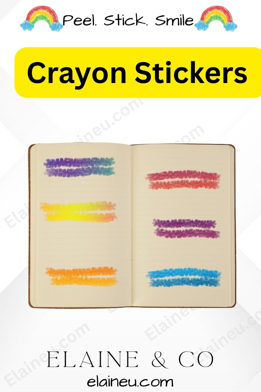 Planner Stickers – Double Underline Crayon Line Stickers with Clear Backgrounds, EU-Planner-106