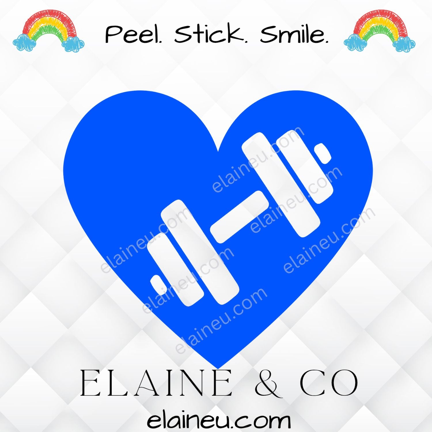 Close-up view of the barbell and heart vinyl decal showing the clean cut lines, matte finish, and high-quality waterproof material. Ideal for car windows, laptops, or water bottles.