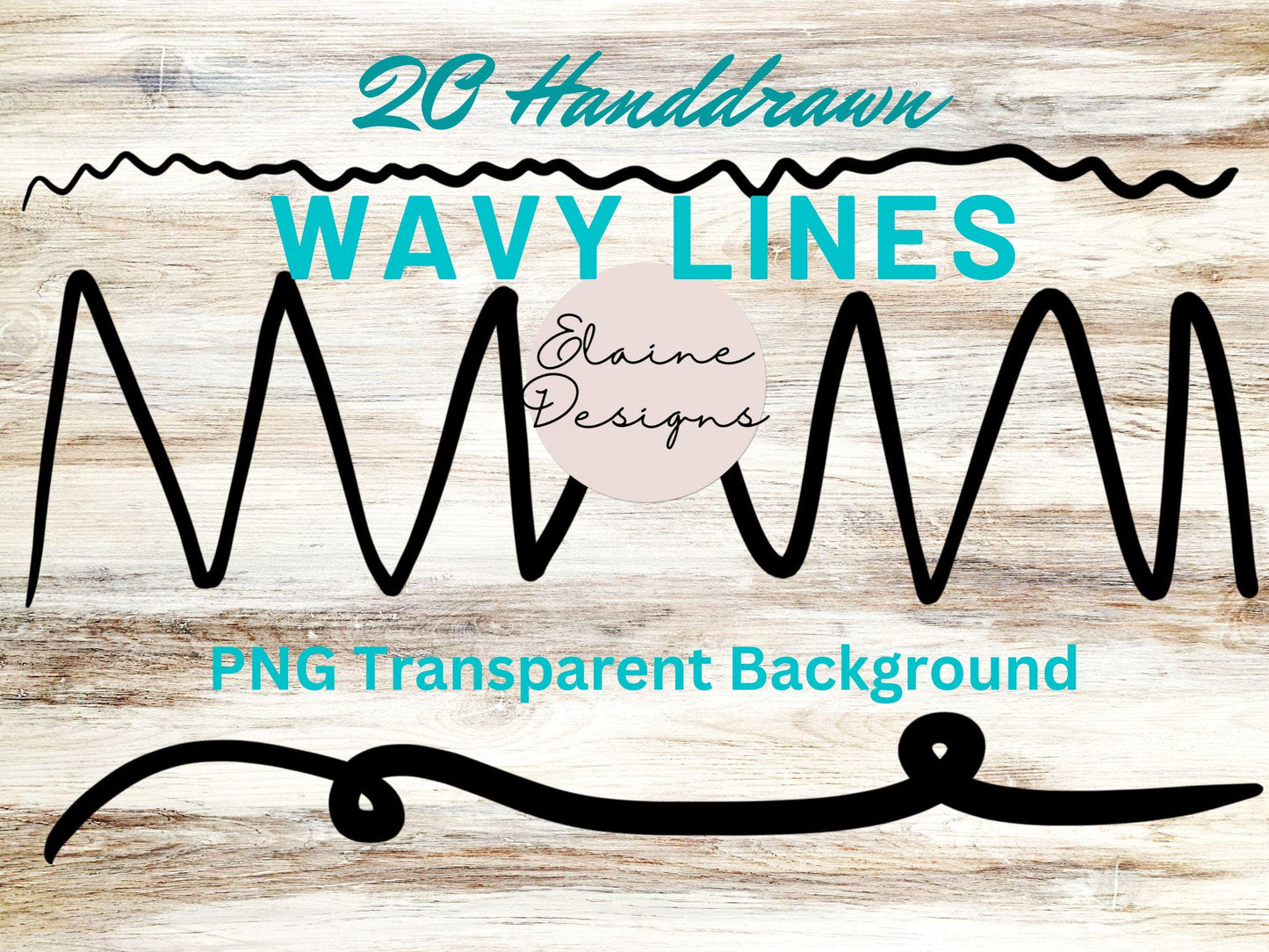 Handdrawn Wavy Lines Bundle – 20 Unique Wavy, Curly, Thick, Thin, and Cross Out Line Designs | PNG &amp; JPG Digital Download, EED-Lines-231