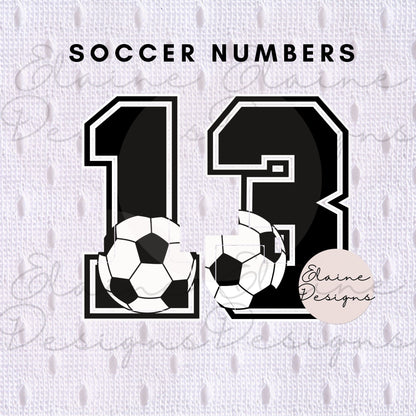 Soccer or Football Varsity Numbers 0-9 | Grunge Sports Numbers with Soccer Ball or Football | PNG Digital Download, EED-N-401