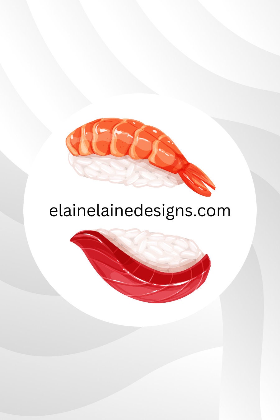 Tennis Spin Stickers – Japanese Food / Sushi Theme (Salmon or Tamago, Ebi or Red Tuna, Ikura or Ginger/Wasabi, Salmon Roll or Unagi),Tennis Stickers, Tennis Butts, Tennis Party, Pickleball Stickers, EED-SPIN-194
