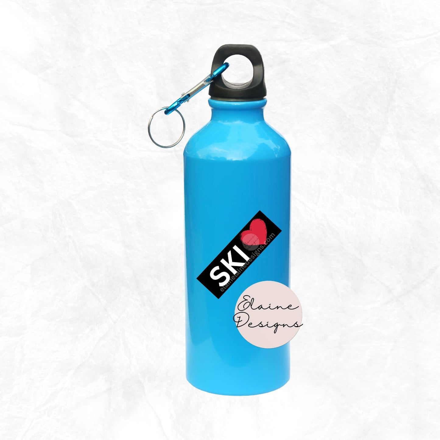 Ski or Snowboard Sticker – Black Rectangle with SKI Heart or RIDE Heart, ski sticker, snowboarding sticker, ride sticker, EED-SKI-183