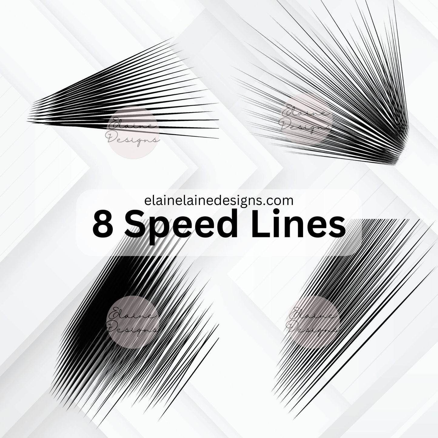 Hand-Drawn Speed Line Bundle – 8 Comic Book Speed Lines | Digital Download PNG & JPG, EED-Lines-399