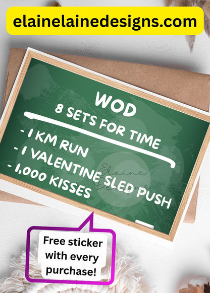 Hyrox Valentine’s Card – 8 Rounds for Time | Funny Fitness WOD Love Card | Free Sticker, EED-CARDS-10