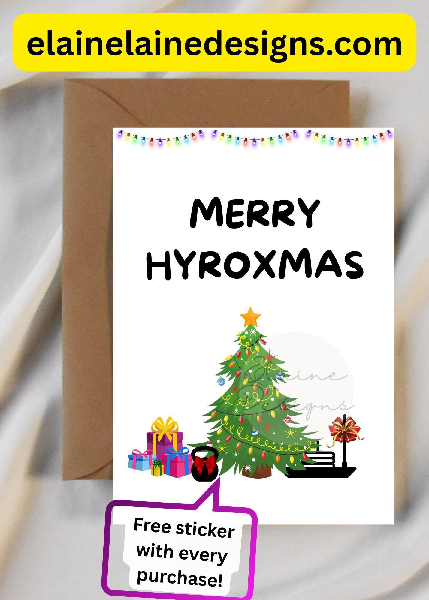 Merry Hyroxmas Card – Funny Fitness Christmas Card | Hyrox &amp; CrossFit Holiday Greeting | Free Sticker, EED-CARDS-15