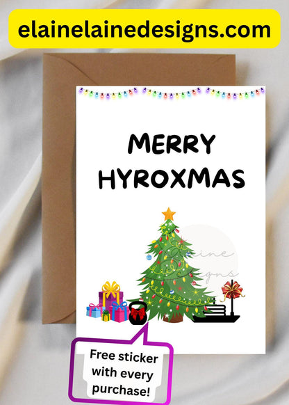 Merry Hyroxmas Card – Funny Fitness Christmas Card | Hyrox &amp; CrossFit Holiday Greeting | Free Sticker, EED-CARDS-15