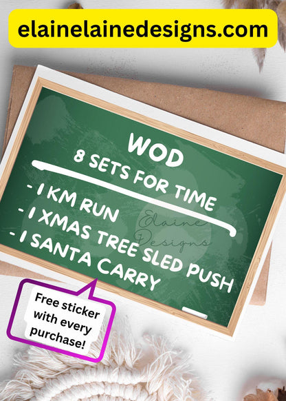 Hyrox Christmas card, Hyrox wod, Merry Christmas, Hyrox Christmas, sled push, Christmas tree, Santa carry, Hyrox cards, EED-CARDS-2