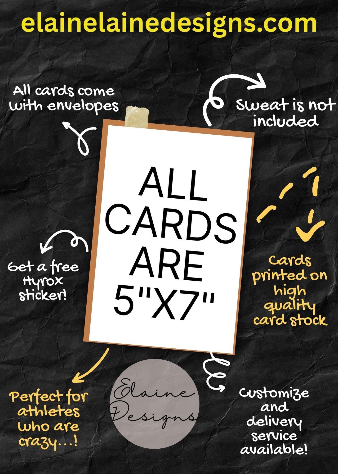 Hyrox Congratulations Card – Run, Sweat, Celebrate! | Funny Fitness WOD Greeting Card | Free Sticker, EED-CARDS-9