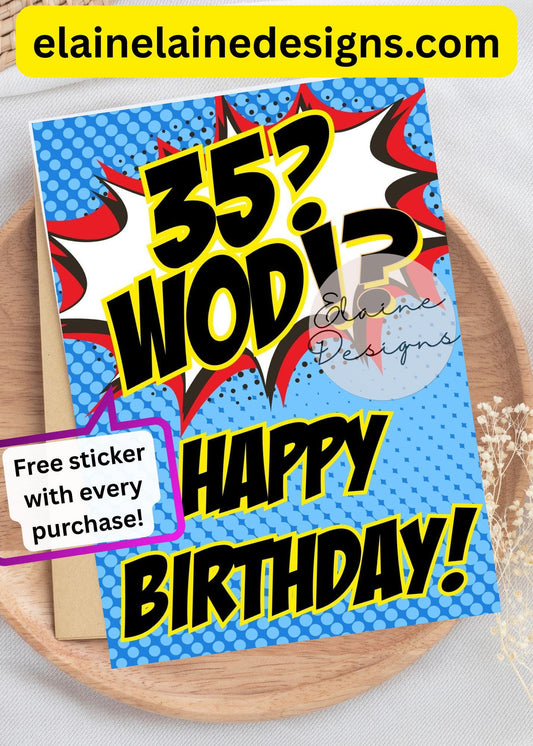 Custom Age WOD Happy Birthday Card | Comic Book Fitness Birthday Card | HYROX CrossFit Gift, EED-CARDS-41