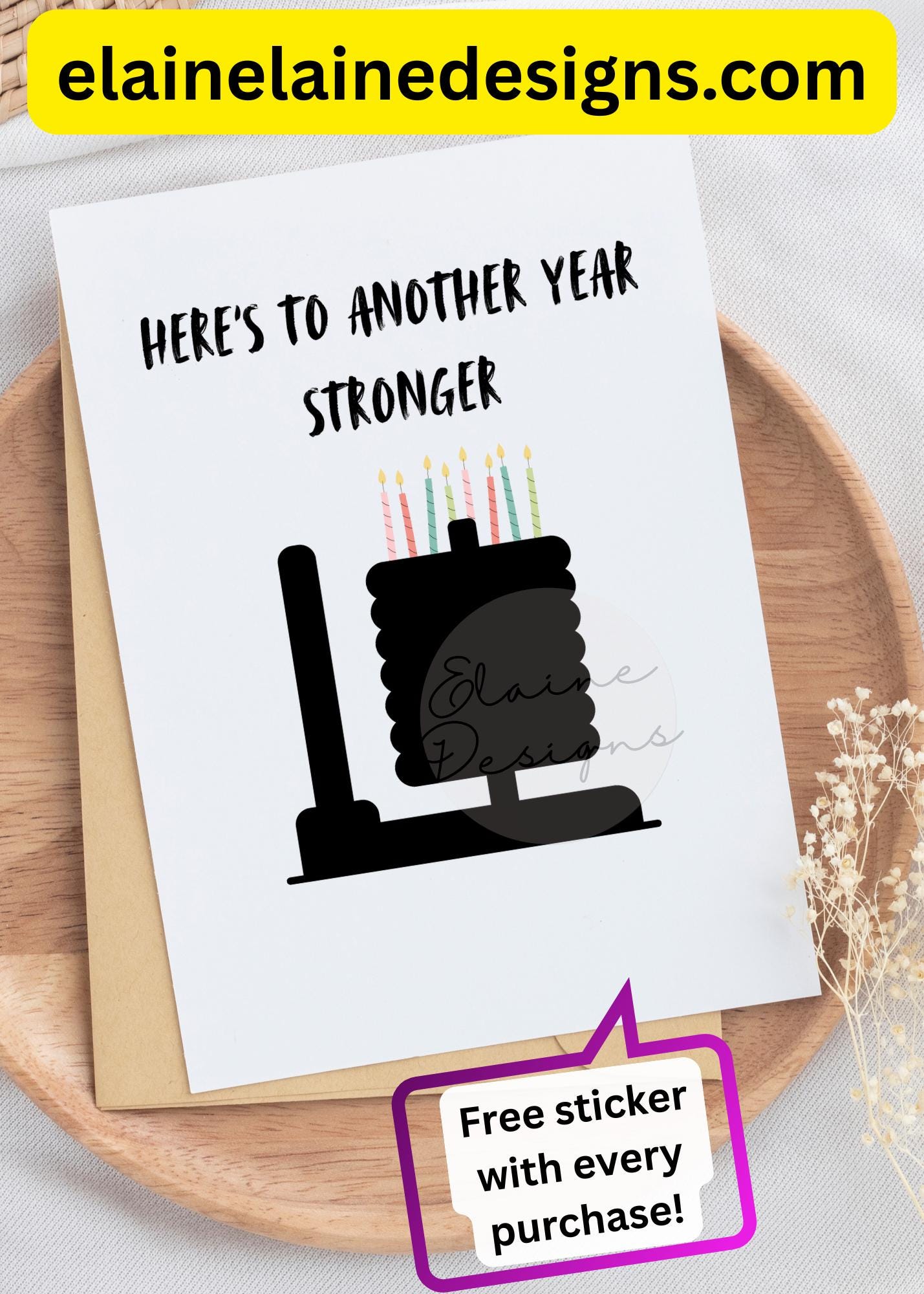 Hyrox Birthday Card – Funny Sled Push with Candles | Fitness WOD Birthday Card | Free Sticker, EED-CARDS-11