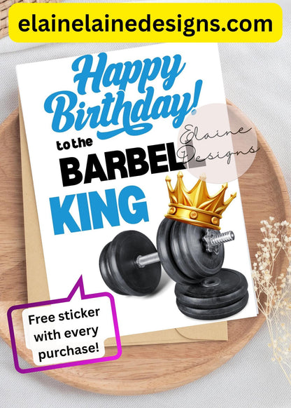 Happy Birthday to the Barbell King Card | Fitness Birthday Card | HYROX CrossFit Gym Gift, EED-CARDS-32