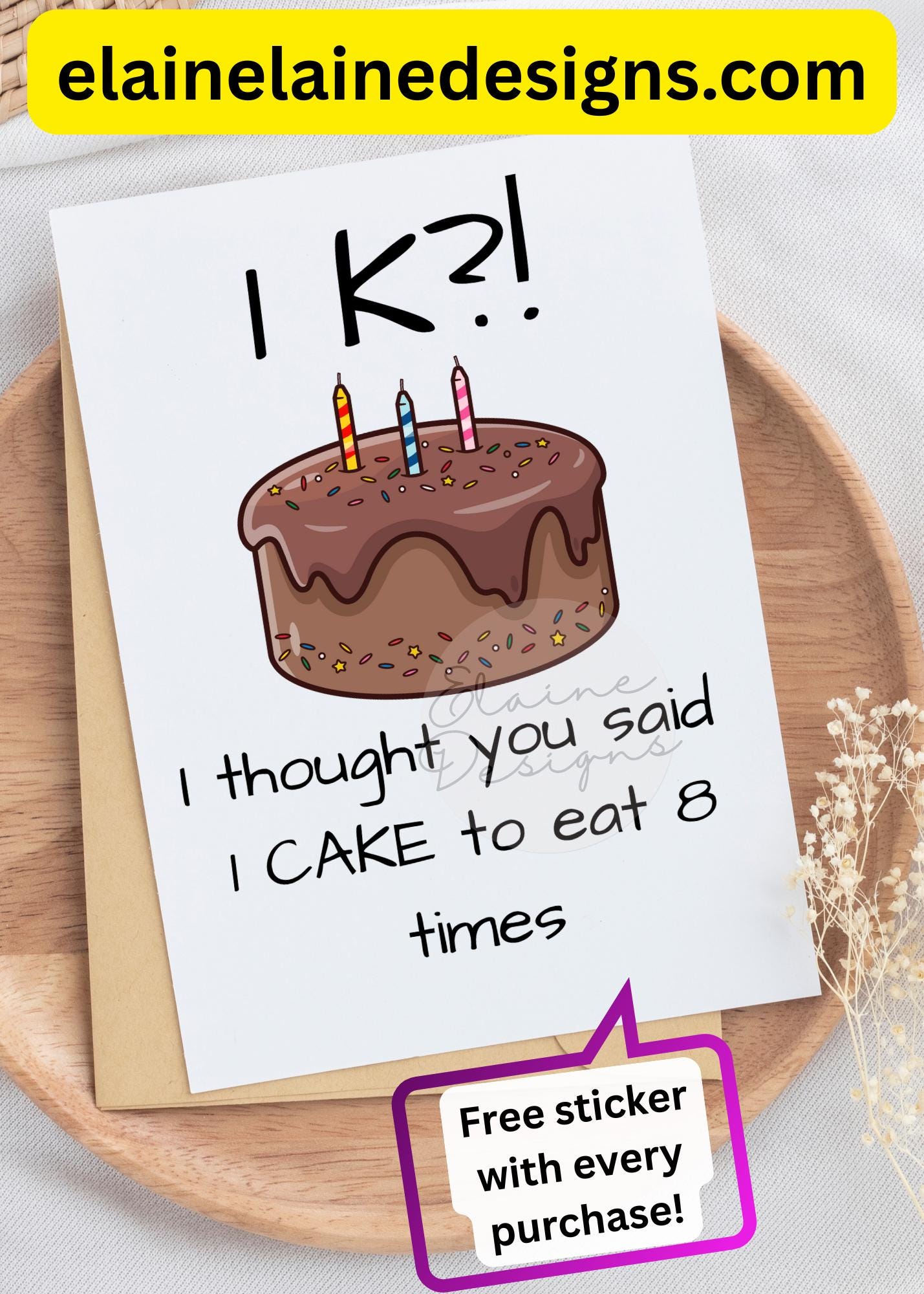 Hyrox Birthday Card – 1K Run vs 1 Cake | Funny Fitness WOD Birthday Card | Free Sticker, EED-CARDS-12