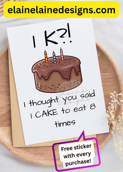 Hyrox Birthday Card – 1K Run vs 1 Cake | Funny Fitness WOD Birthday Card | Free Sticker, EED-CARDS-12