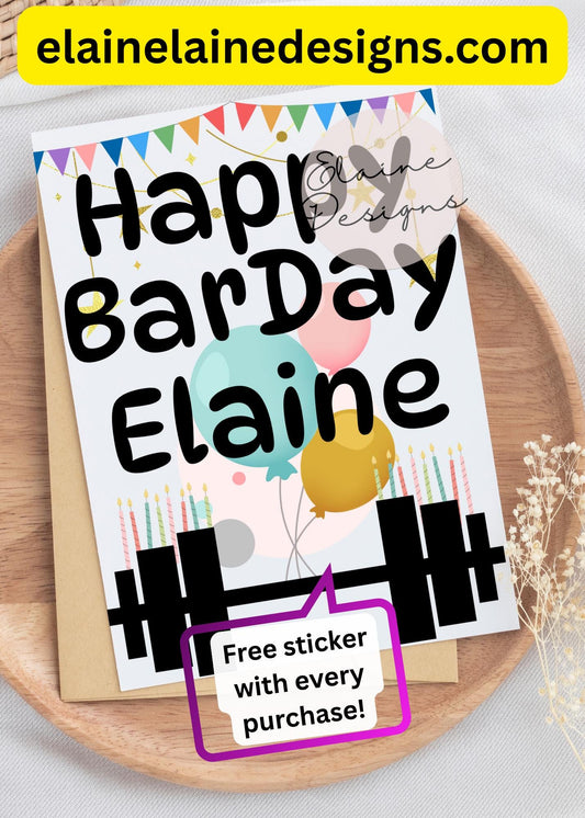 Personalized Barbell Birthday Card | Fitness Birthday Card | HYROX CrossFit Gym Gift, EED-CARDS-43