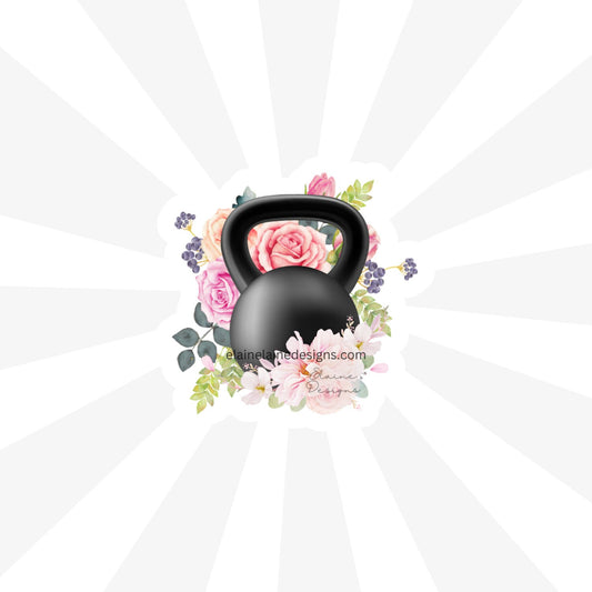 Floral Kettlebell Sticker – Fitness Sticker for Women and girls, Crossfit and Hyrox athletes, Kettlebell stickers, women who lift, EED-Crossift-51